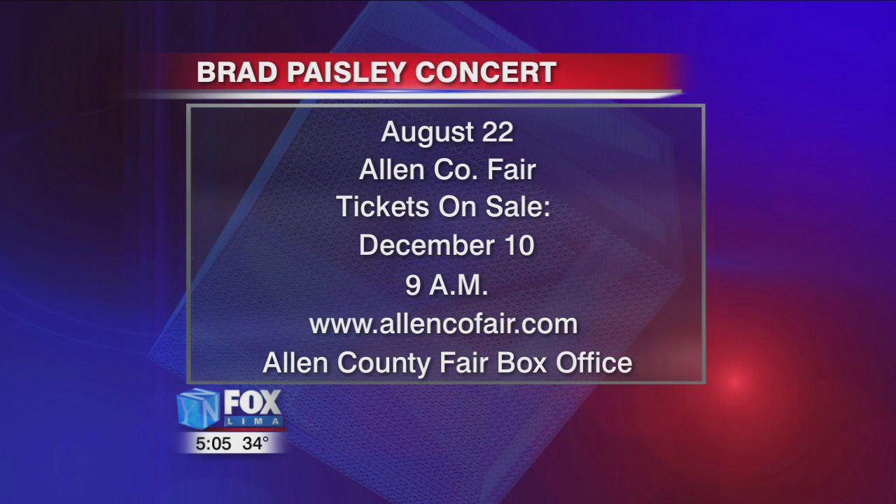 Brad Paisley coming to the 2020 Allen County Fair